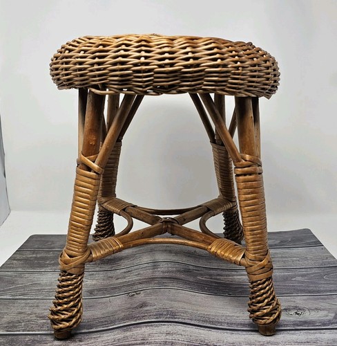 Sgabello vintage vimini - sgabello,